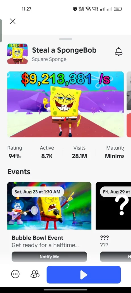 Run Roblox Steal a SpongeBob Script